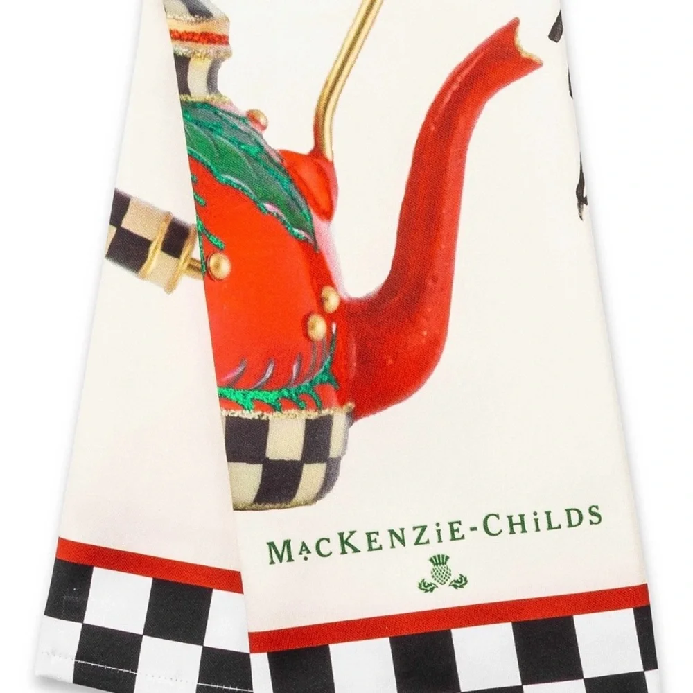 MacKenzie-Childs NWT in original packaging, holiday Put On The Kettle Dish Towel